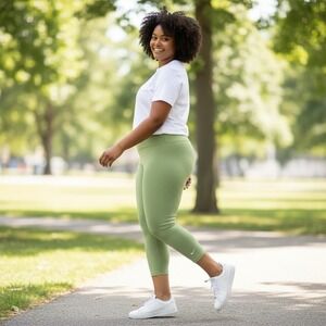 Nike Womens Sportswear Green Capri Leggings Plus Size 1X Mid Rise 7/8 Length NWT